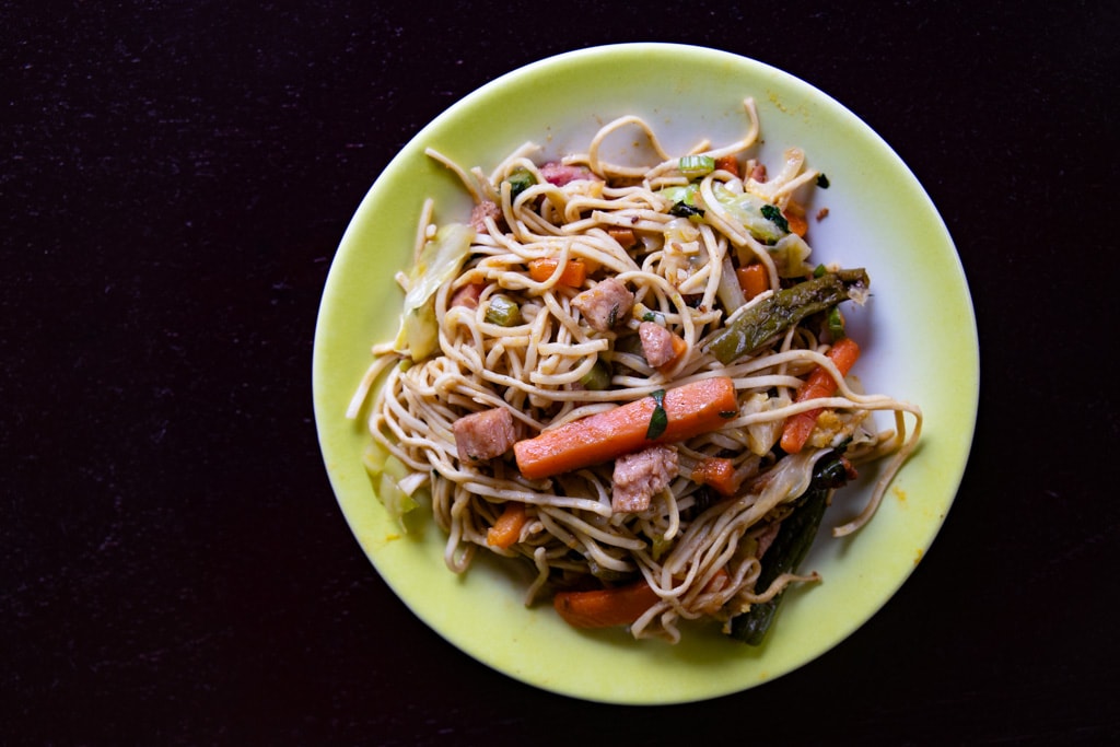 overhead shot of chop suey recipe