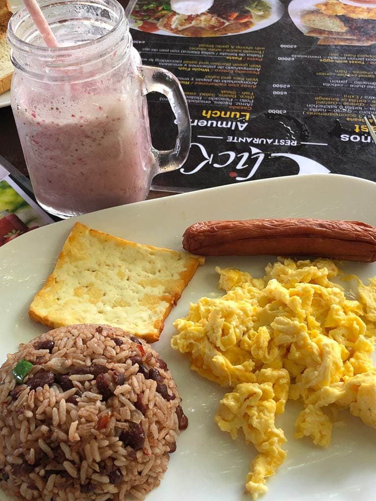 traditional costa rican breakfast on the beach at the point in jaco