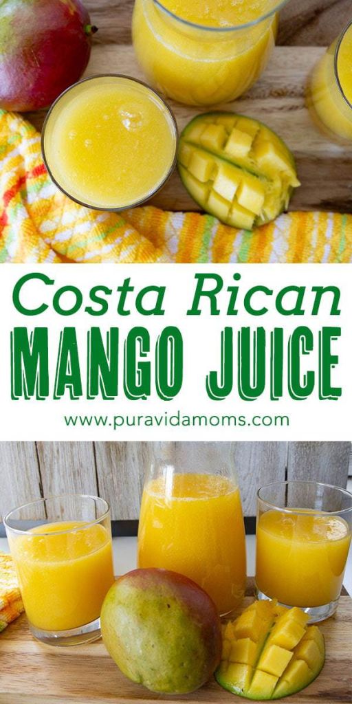Costa Rican mango juice and a large picture, and serving glass.