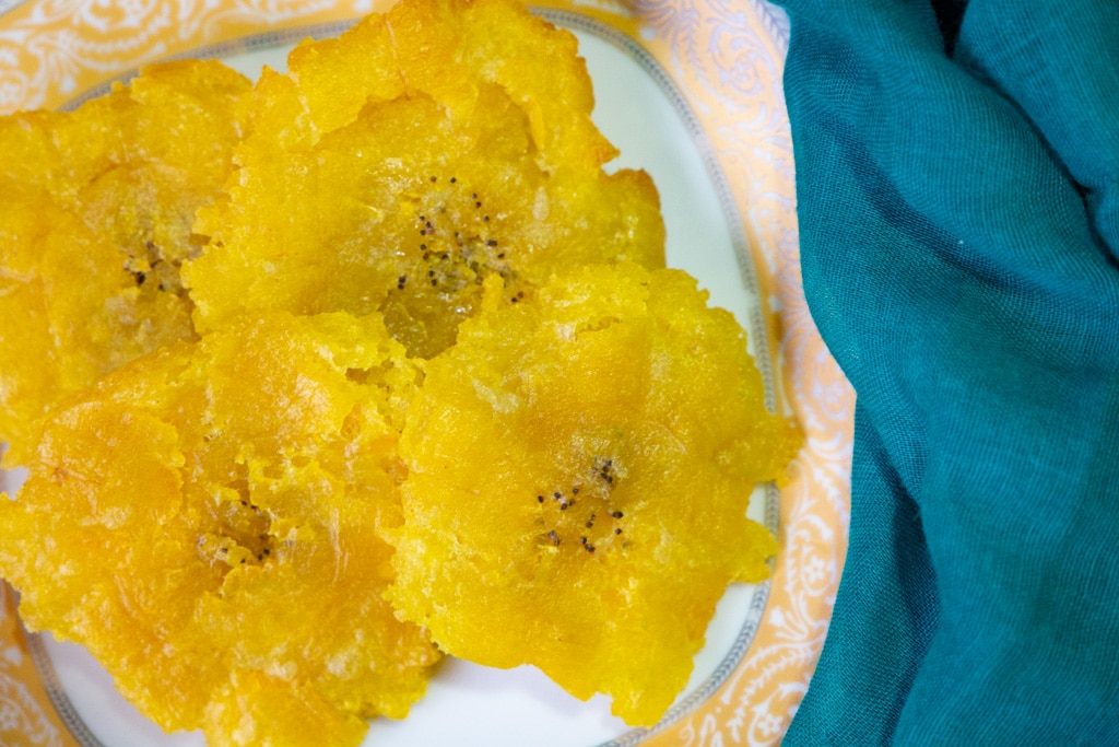 costa rican plantains- patacones on a plate